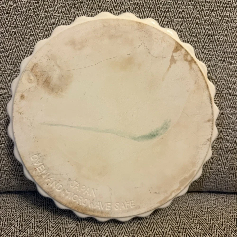 Ceramic Baking Dish‎ Pan Tart Quiche Pie Fluted Rim with Flower Basket Design